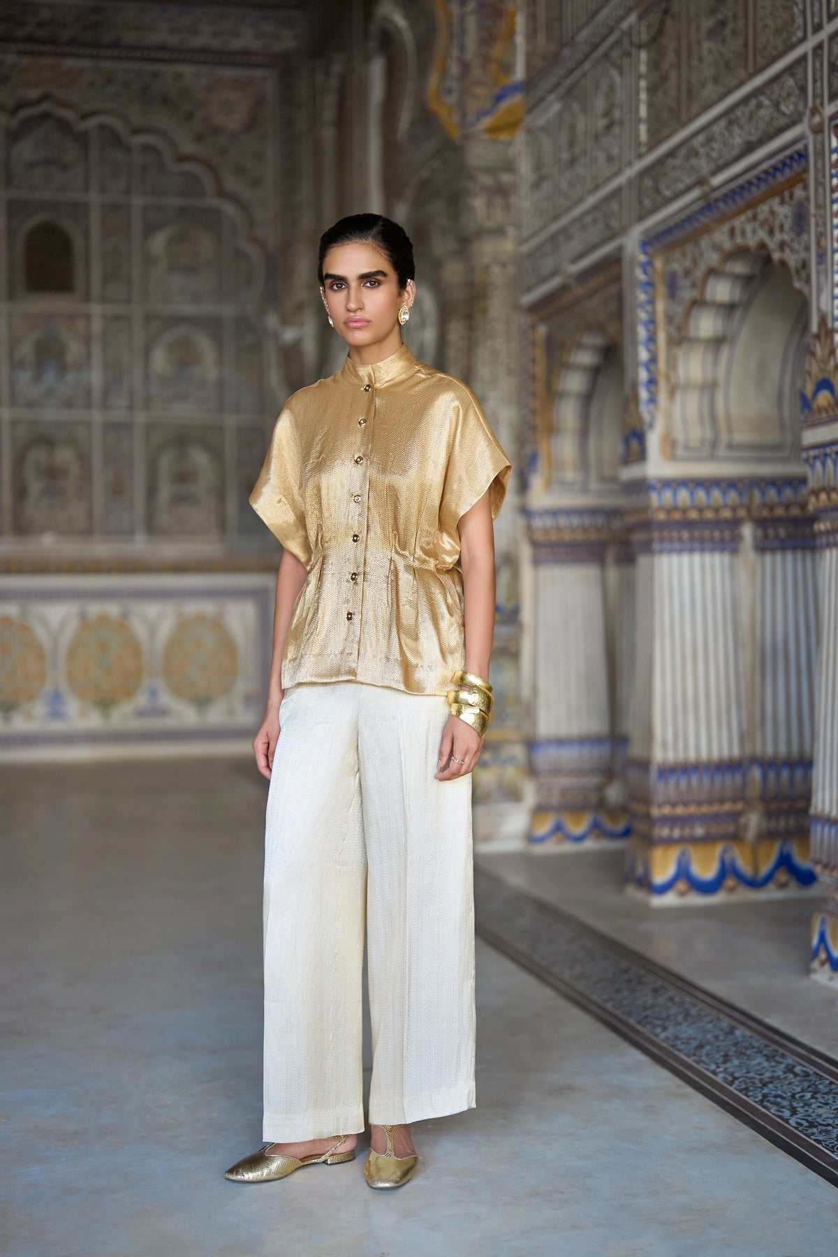Benares Brocade Structured Top
