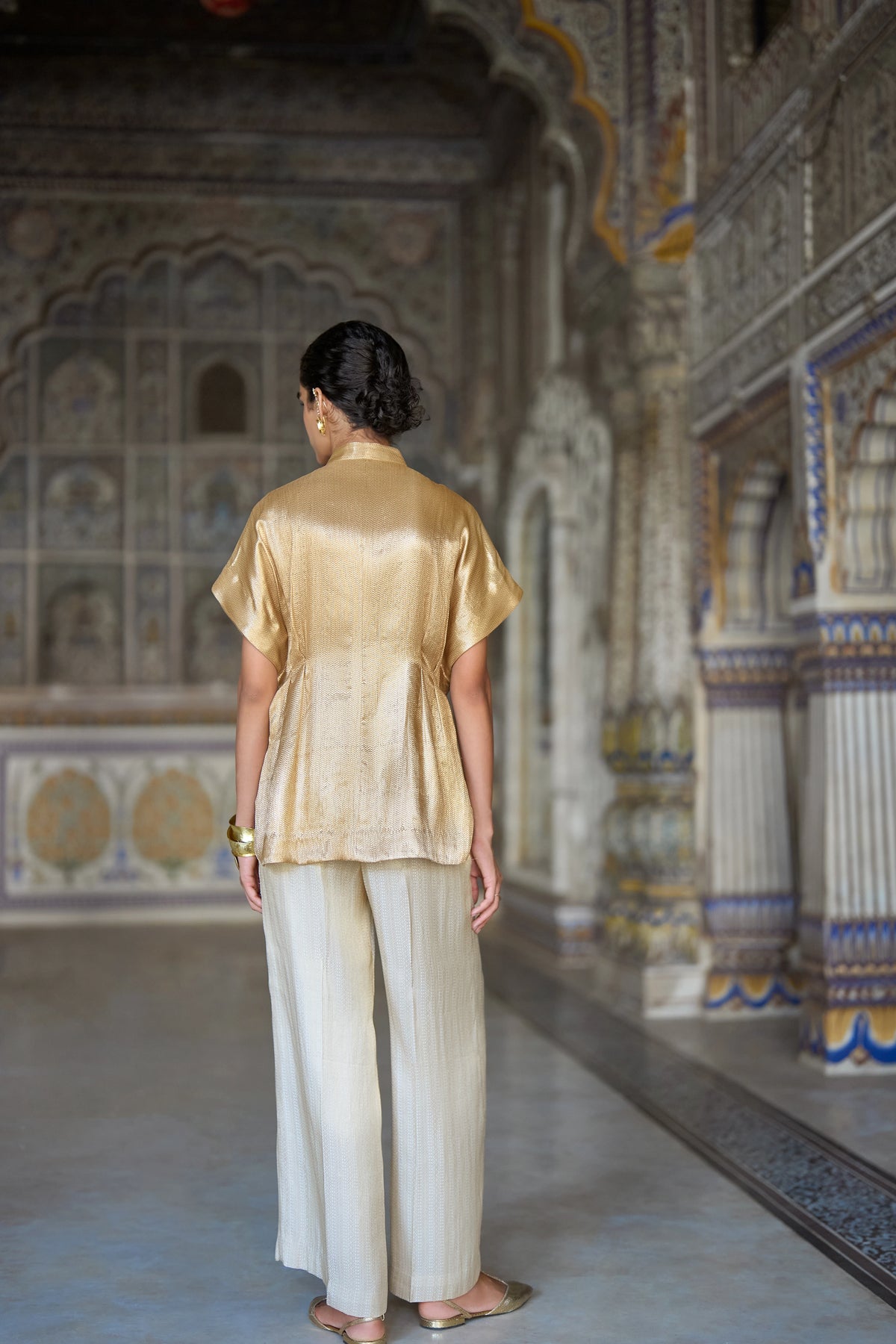 Benares Brocade Structured Top