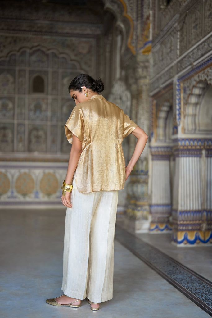 Benares Brocade Structured Top dash and dot