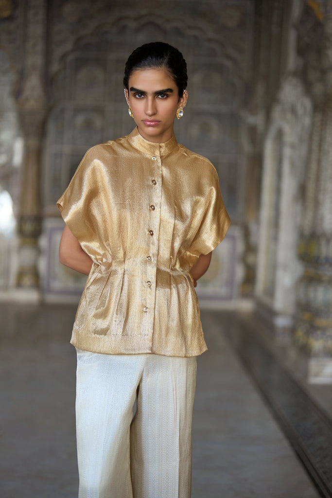 Benares Brocade Straight Pant dash and dot