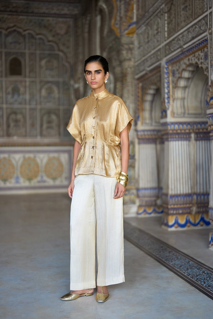 Benares Brocade Straight Pant dash and dot