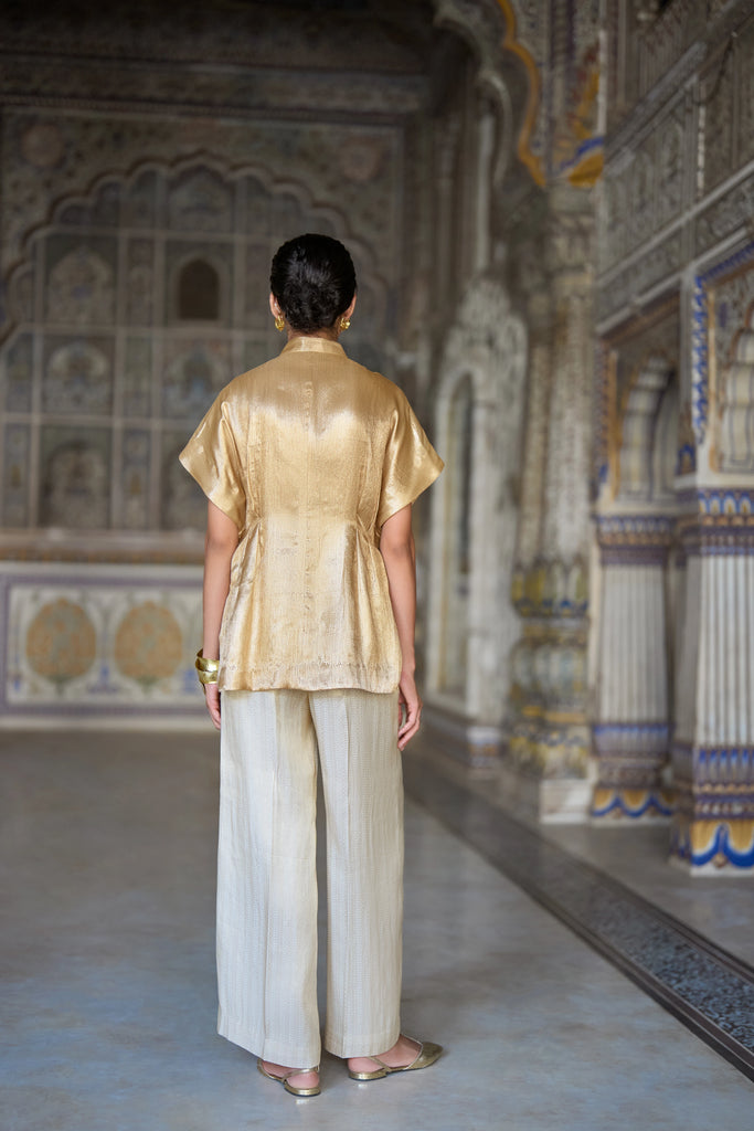 Benares Brocade Straight Pant dash and dot
