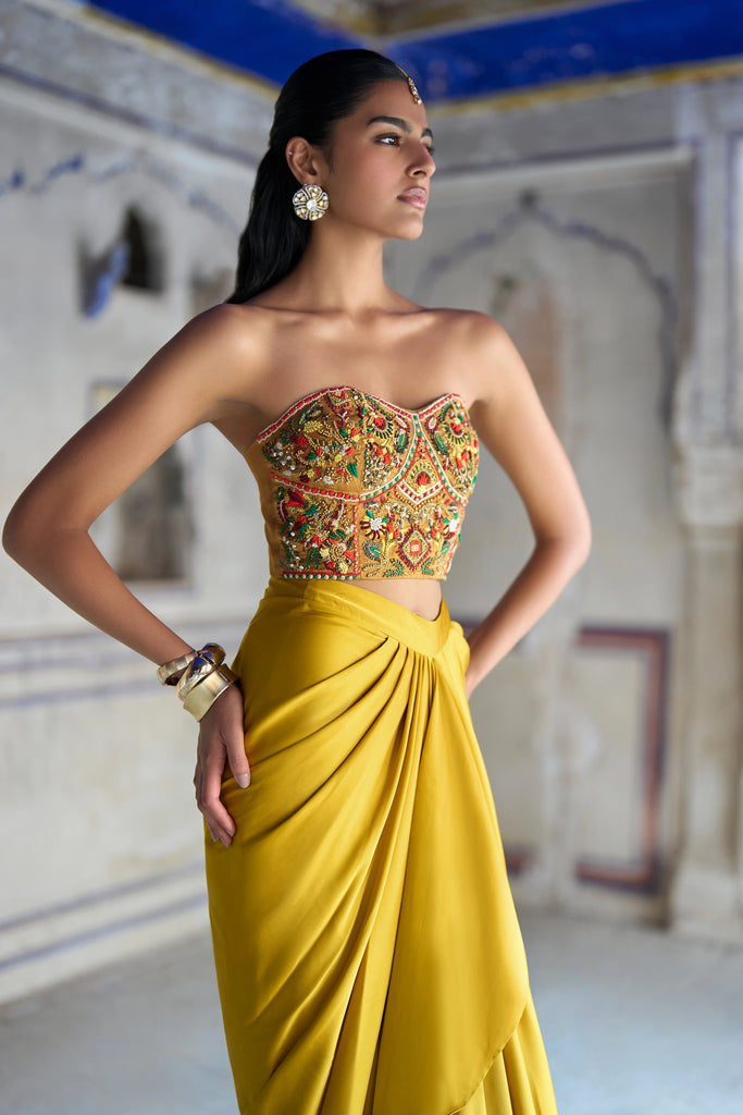 Metallic Sequin & Thread Embroidered Bandeau Top dash and dot