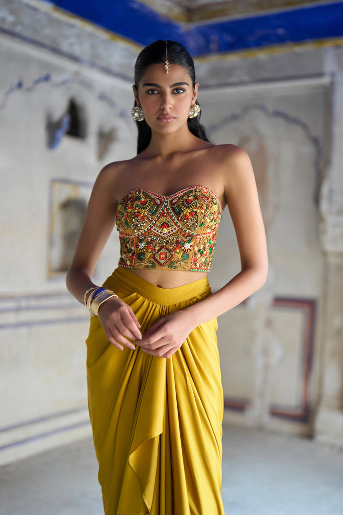 Metallic Sequin & Thread Embroidered Bandeau Top dash and dot