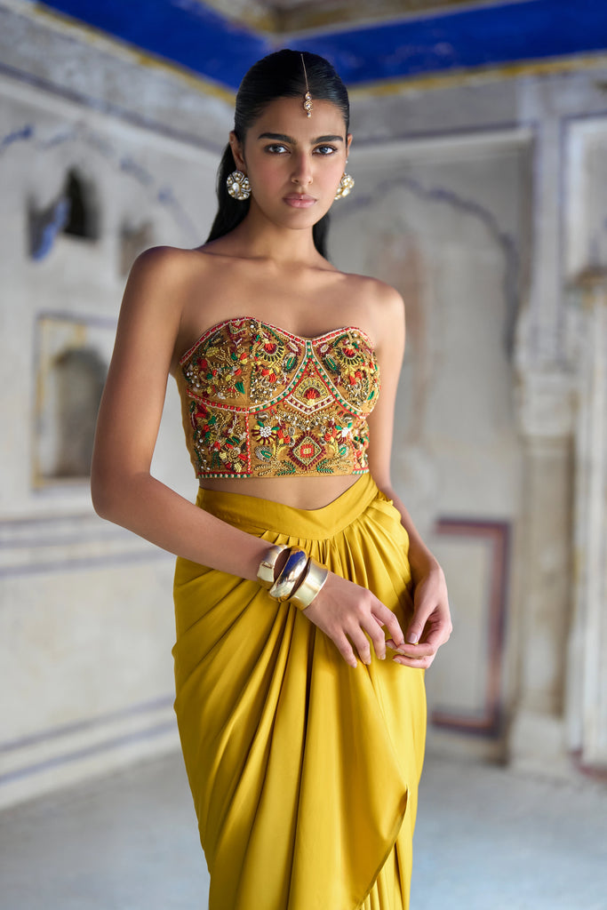 Metallic Sequin & Thread Embroidered Bandeau Top dash and dot