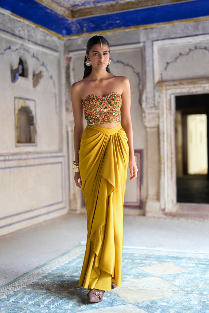 Satin Draped Skirt dash and dot