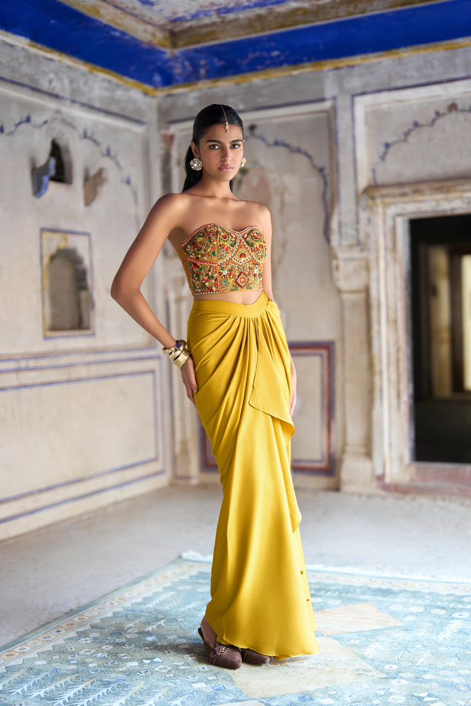 Satin Draped Skirt dash and dot