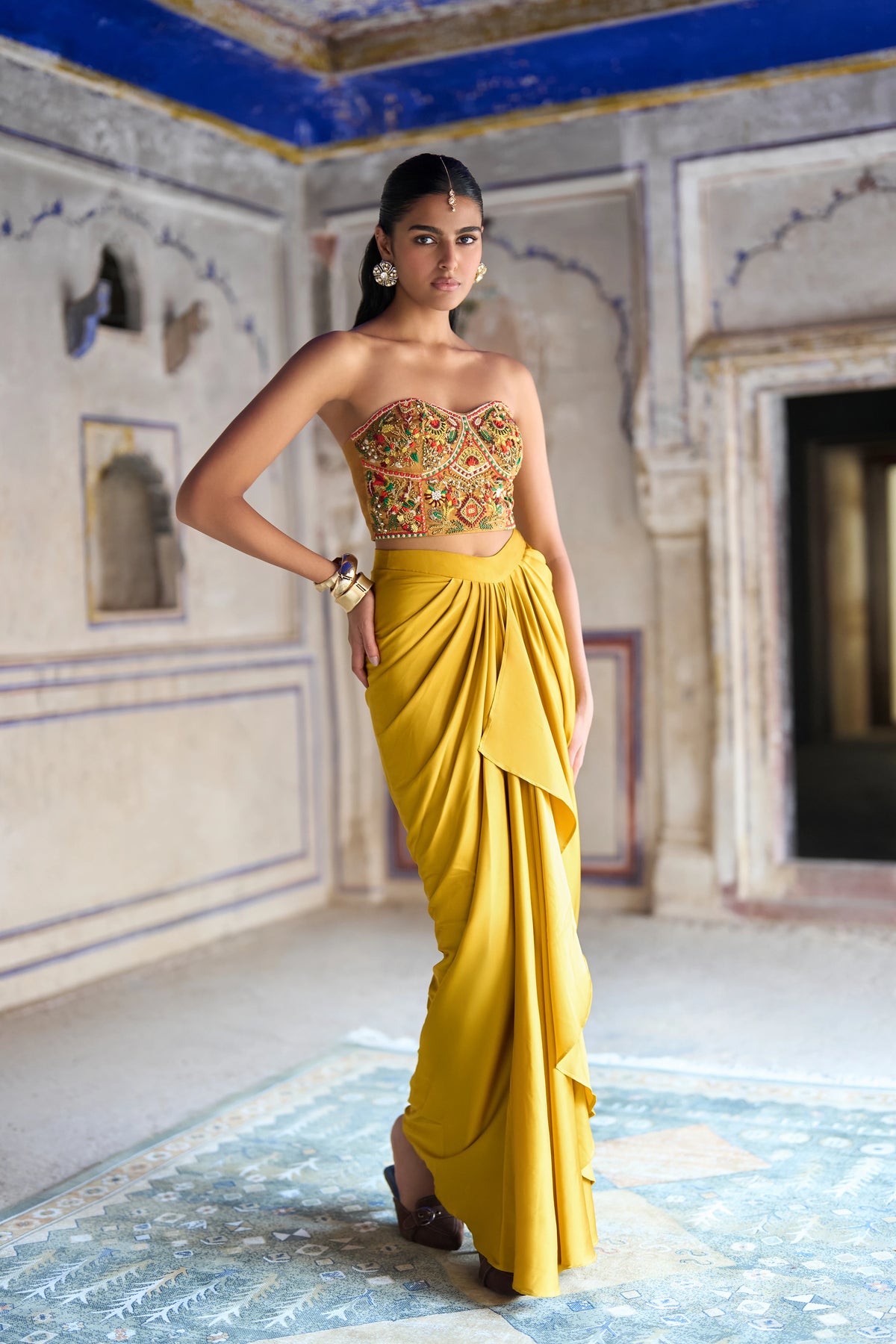 Satin Draped Skirt