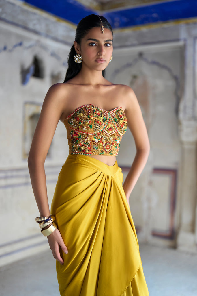 Satin Draped Skirt dash and dot