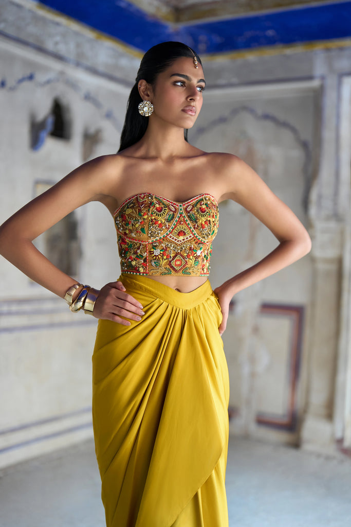 Satin Draped Skirt dash and dot