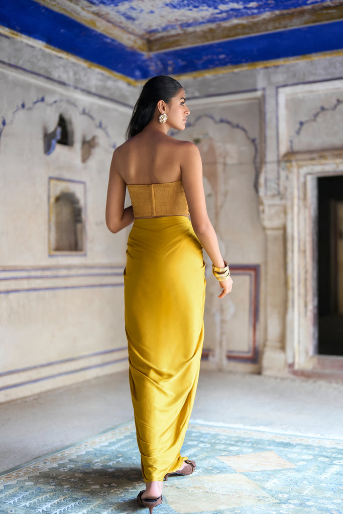 Satin Draped Skirt dash and dot