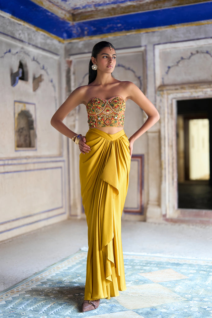 Satin Draped Skirt dash and dot