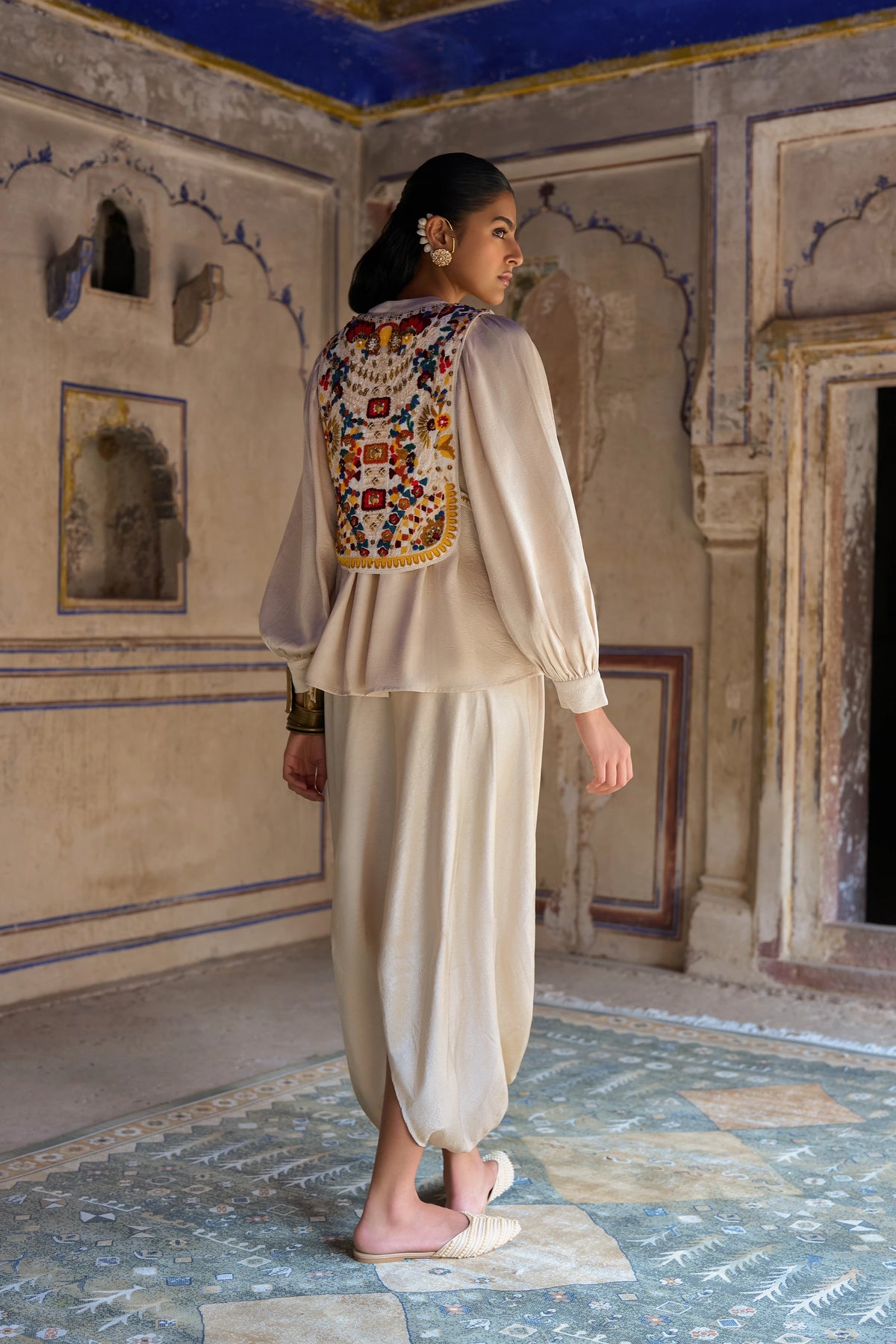 Textured Cowl Drape Pant