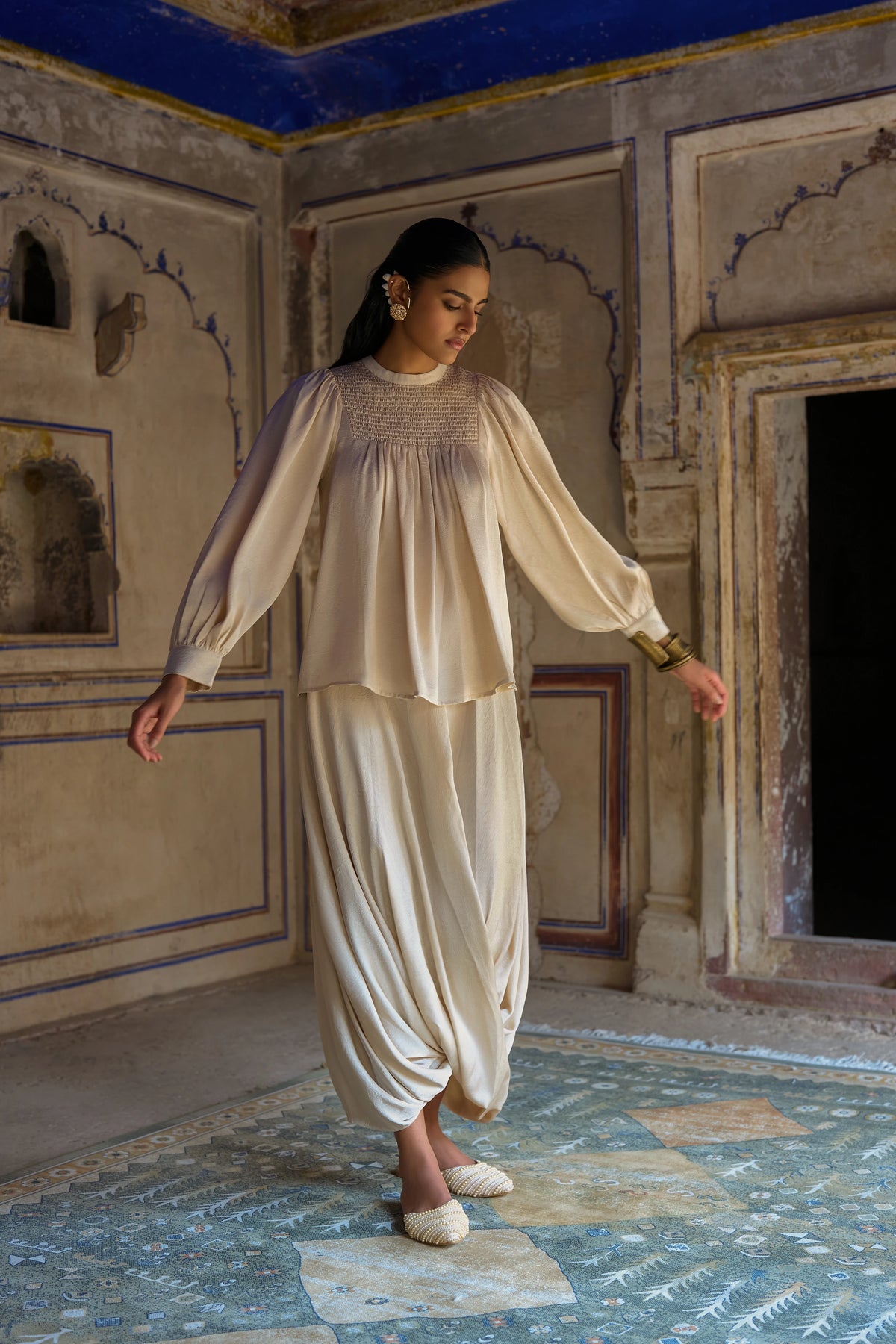 Textured Cowl Drape Pant
