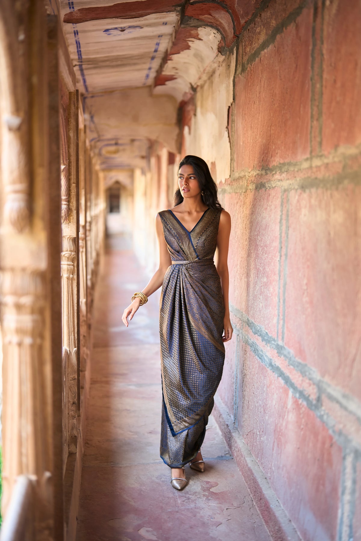BENARES BROCADE SARI GOWN