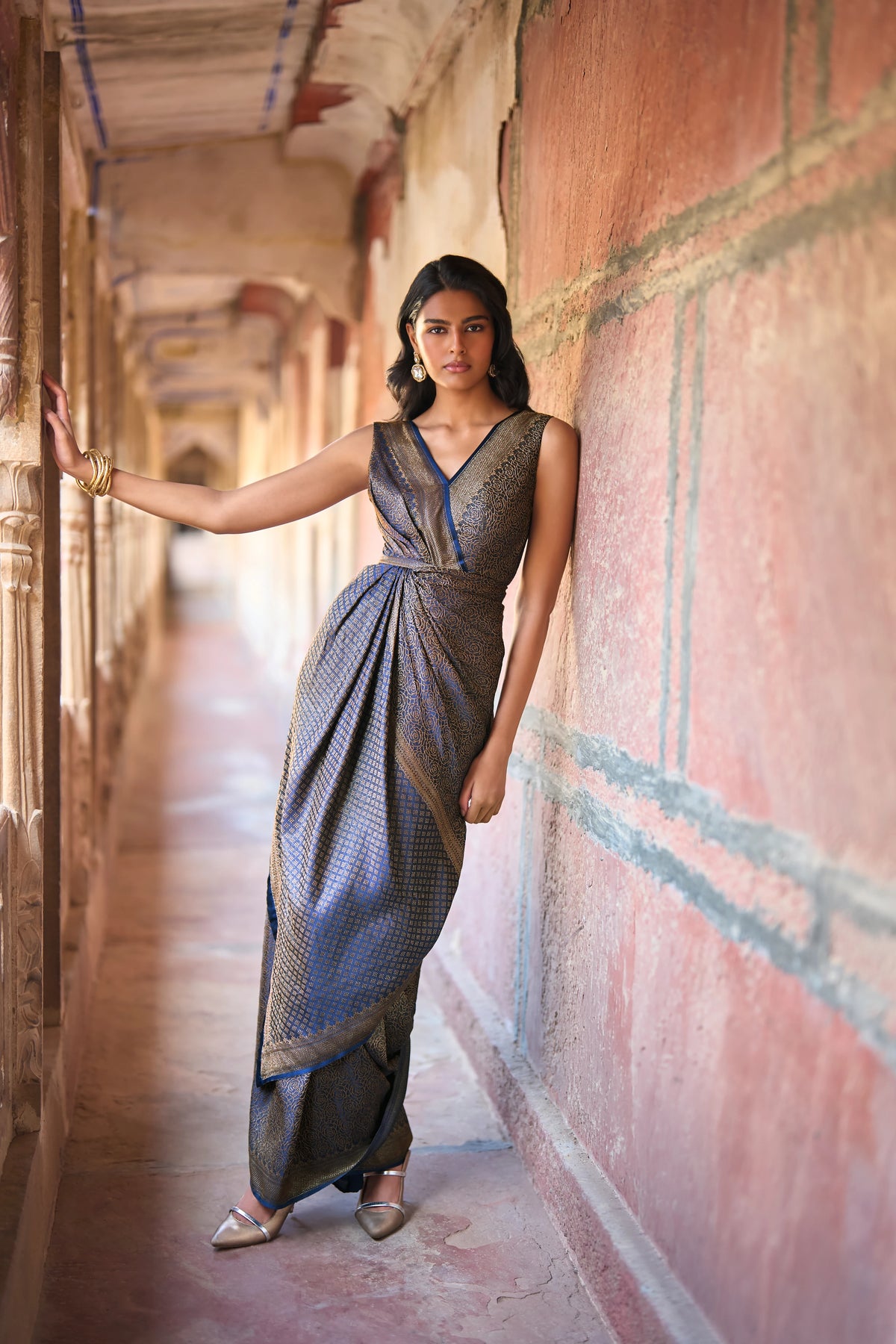 BENARES BROCADE SARI GOWN