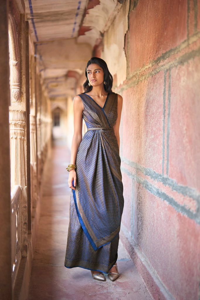 BENARES BROCADE SARI GOWN dash and dot