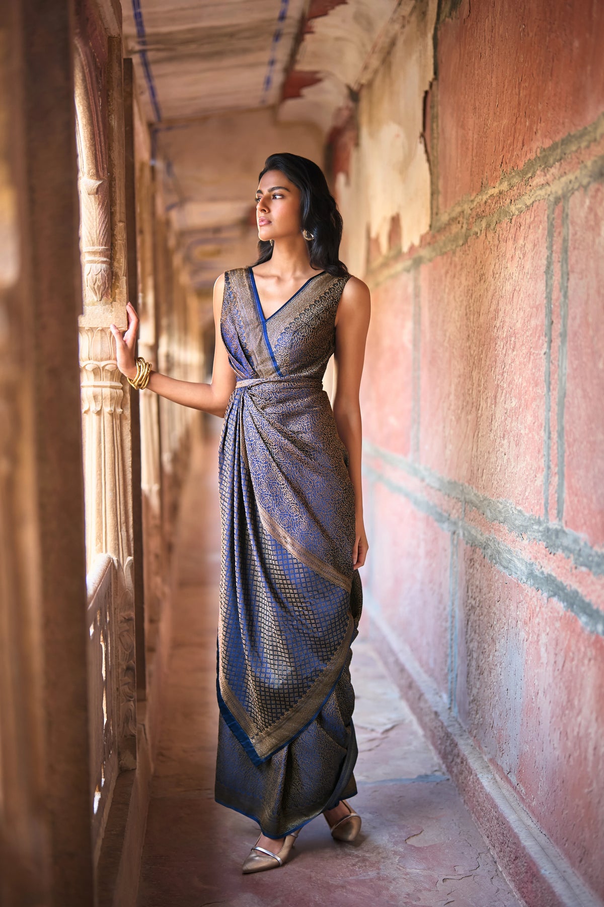 BENARES BROCADE SARI GOWN