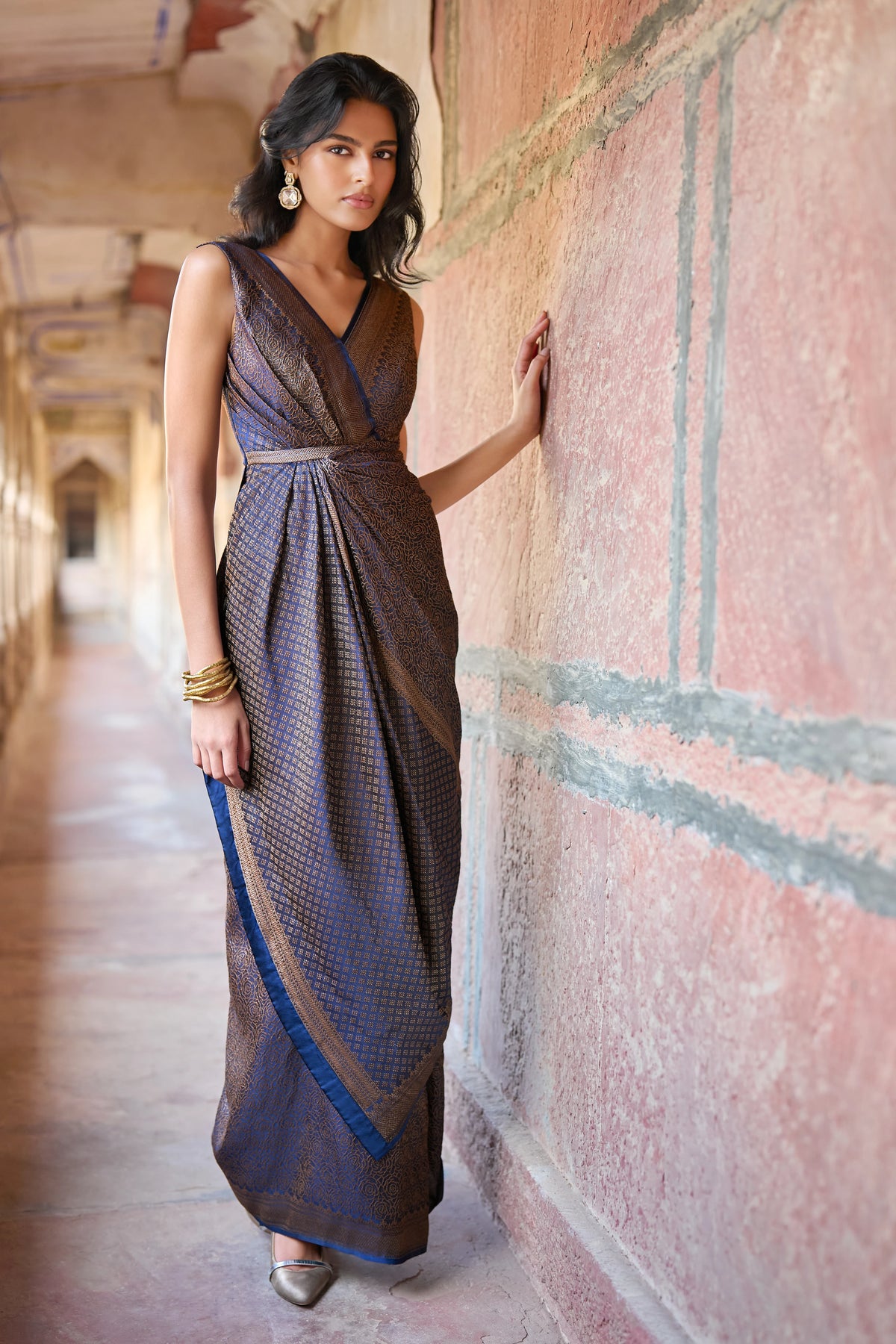 BENARES BROCADE SARI GOWN
