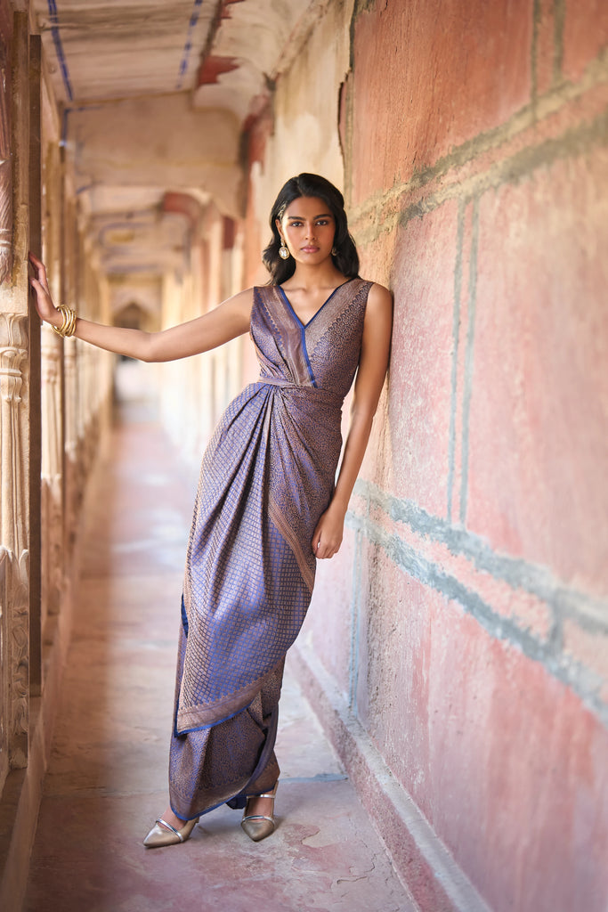 BENARES BROCADE SARI GOWN dash and dot