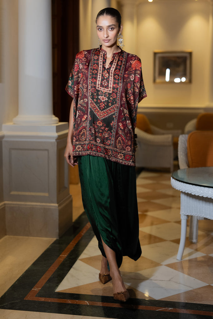 HERITAGE FLORAL KAFTAN TOP & SATIN COWL PANT dash and dot