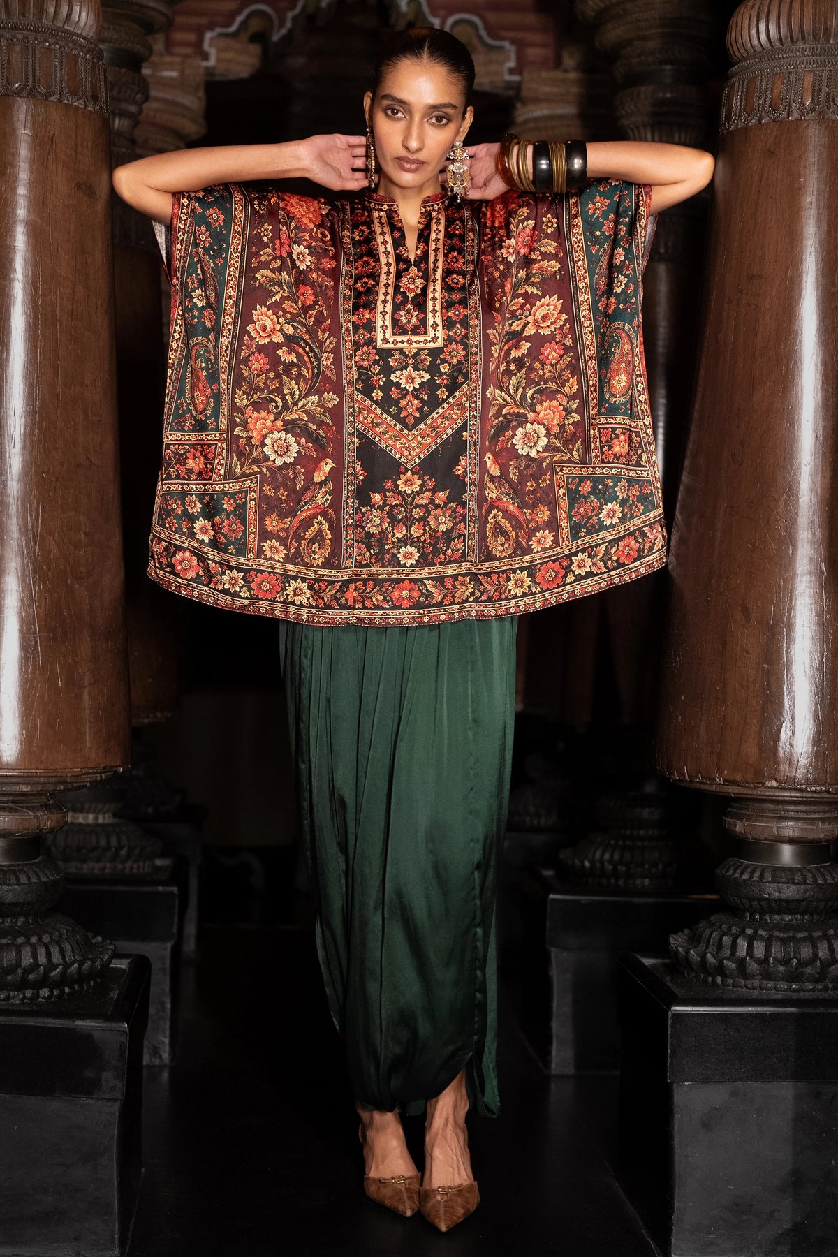 HERITAGE FLORAL KAFTAN TOP