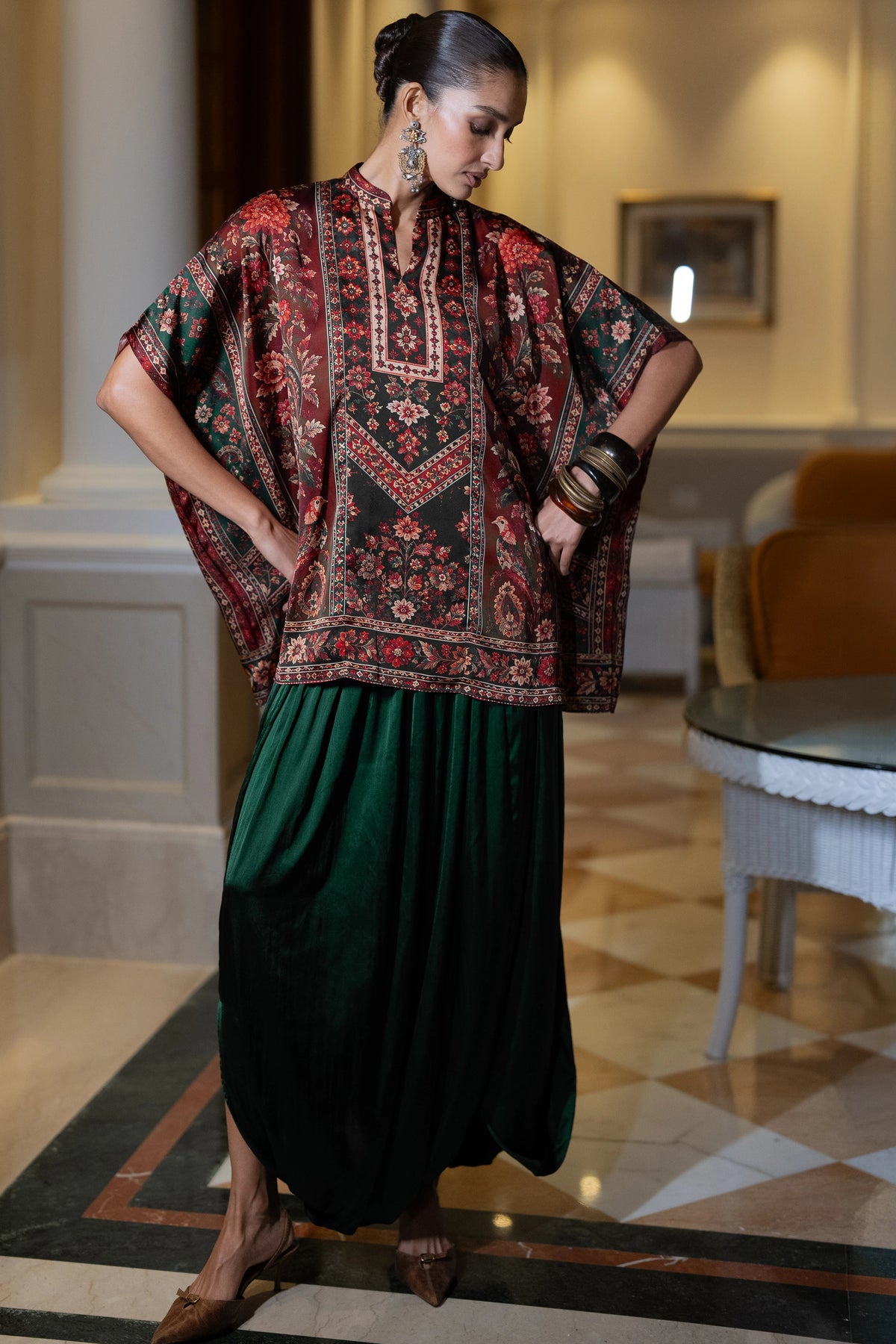 HERITAGE FLORAL KAFTAN TOP