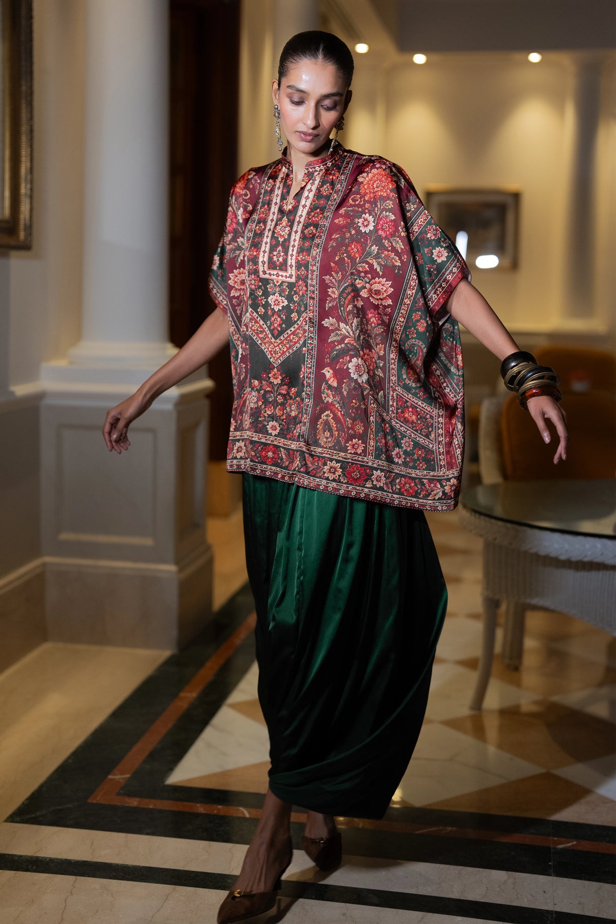 HERITAGE FLORAL KAFTAN TOP