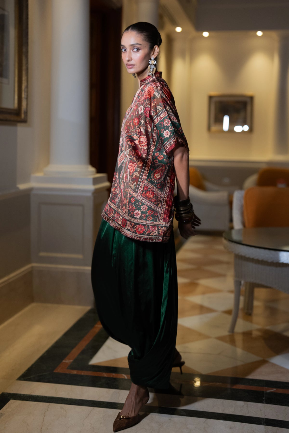 HERITAGE FLORAL KAFTAN TOP
