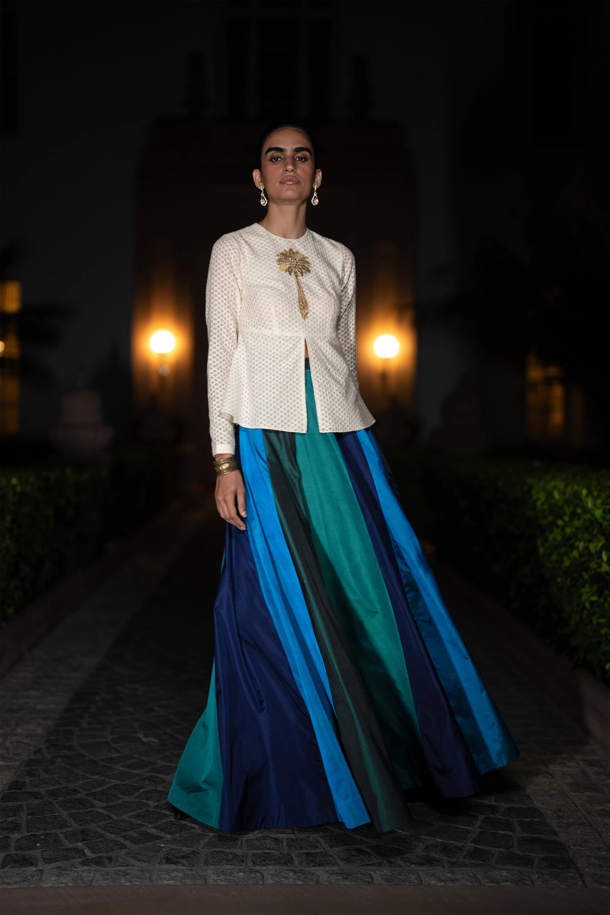 MULTICOLOUR PANELLED MAXI SKIRT