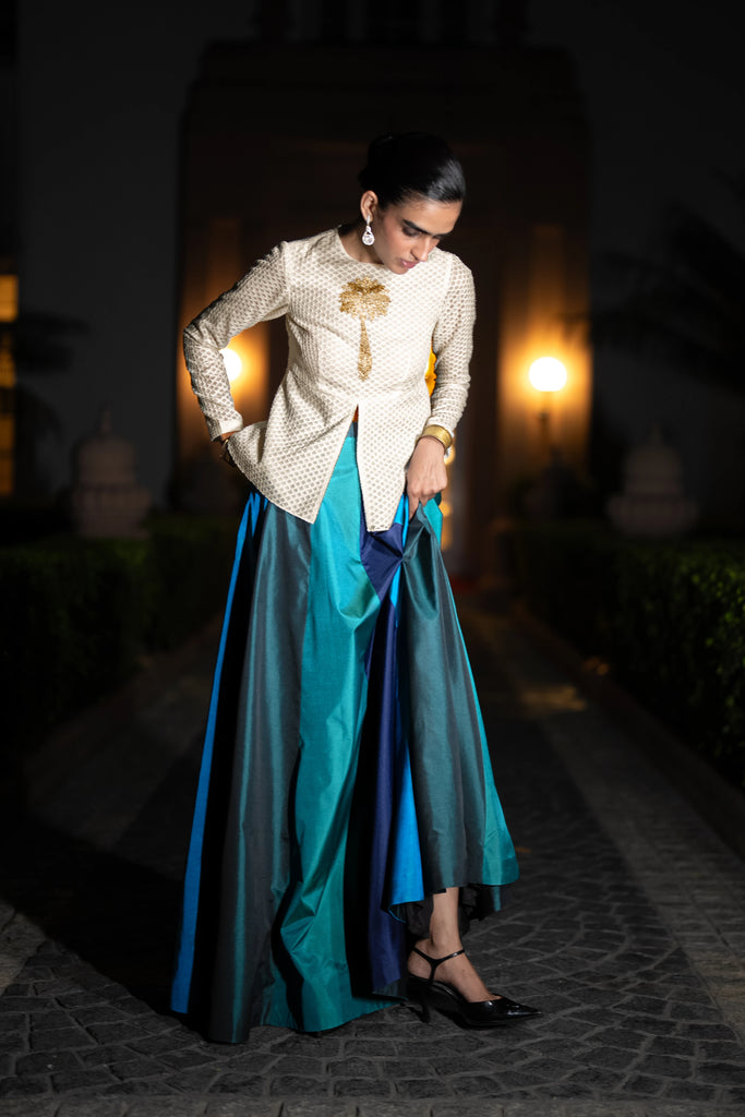 MULTICOLOUR PANELLED MAXI SKIRT dash and dot