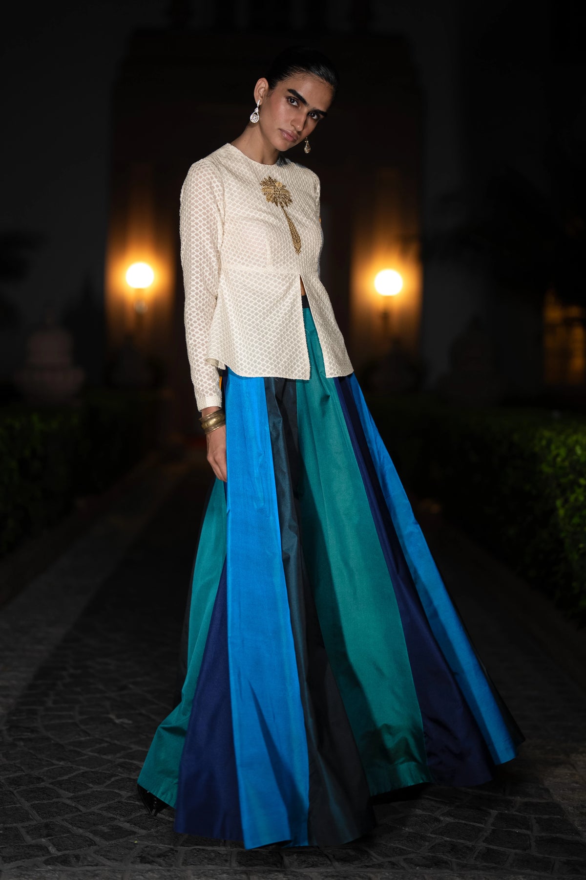 MULTICOLOUR PANELLED MAXI SKIRT