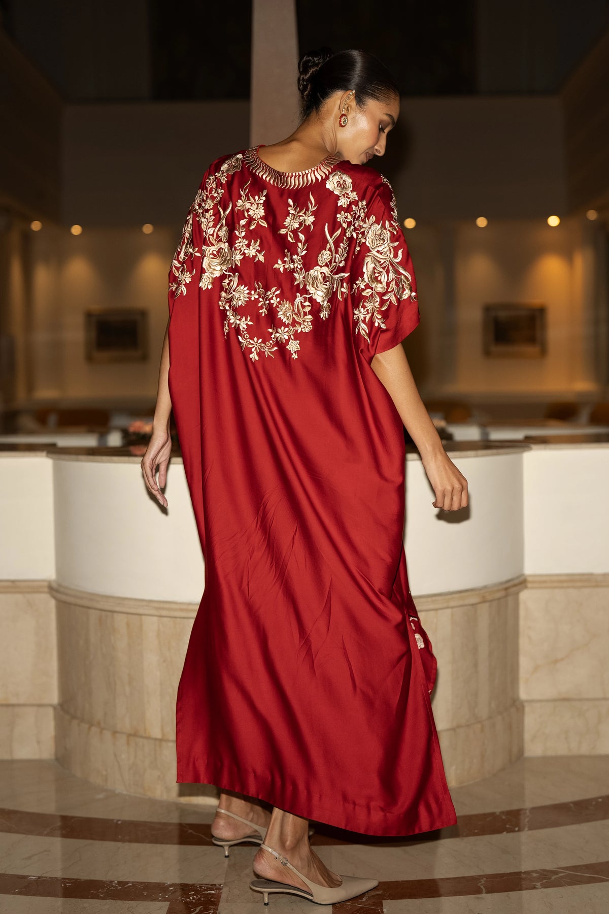 GARA STITCH KAFTAN DRESS