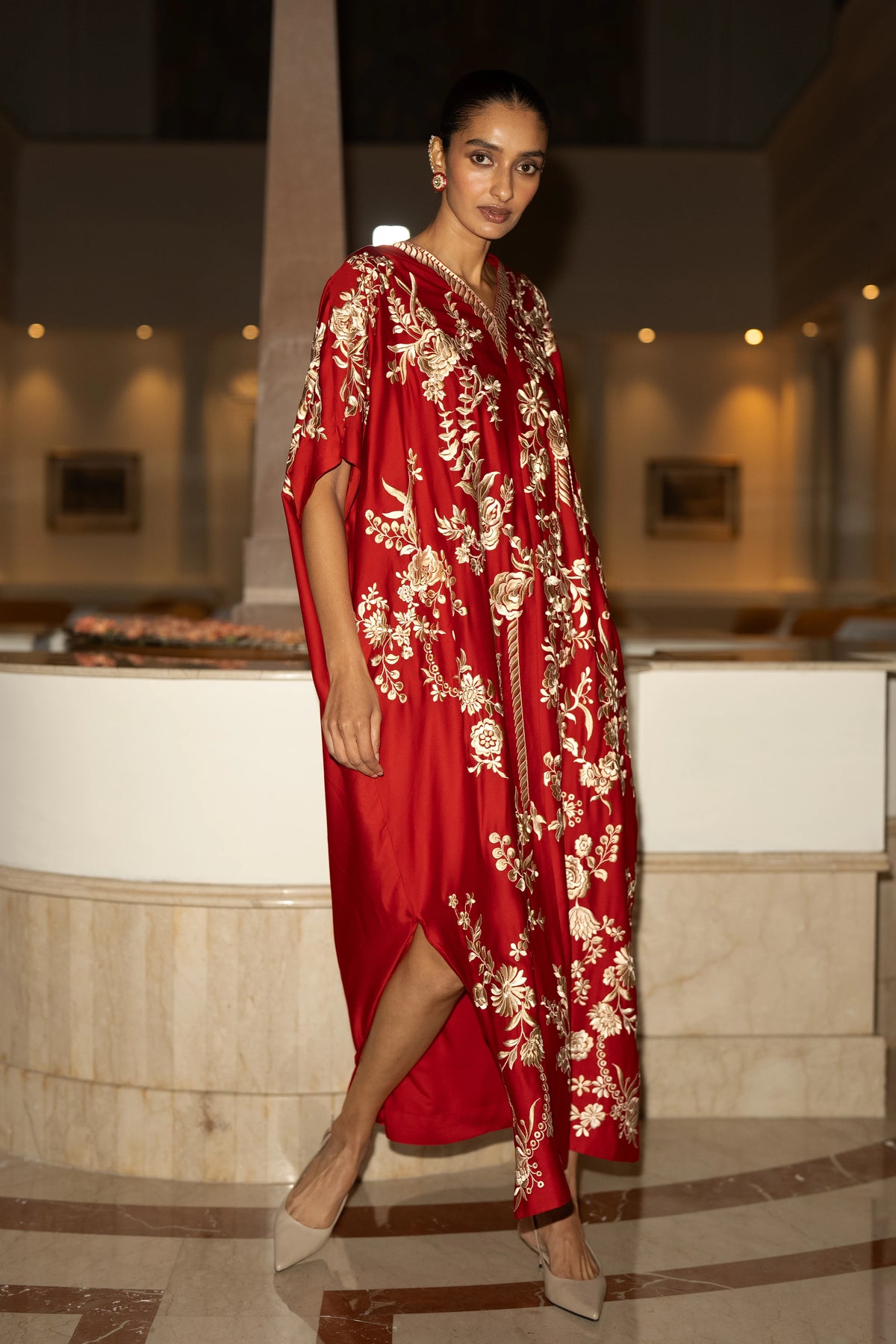 GARA STITCH KAFTAN DRESS
