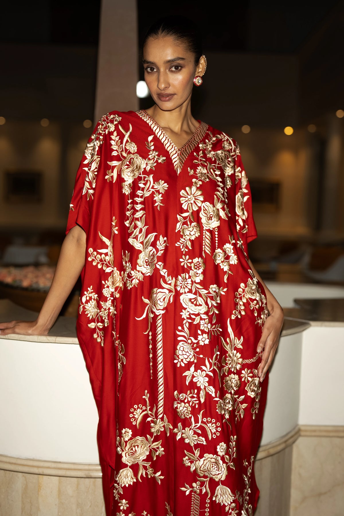 GARA STITCH KAFTAN DRESS
