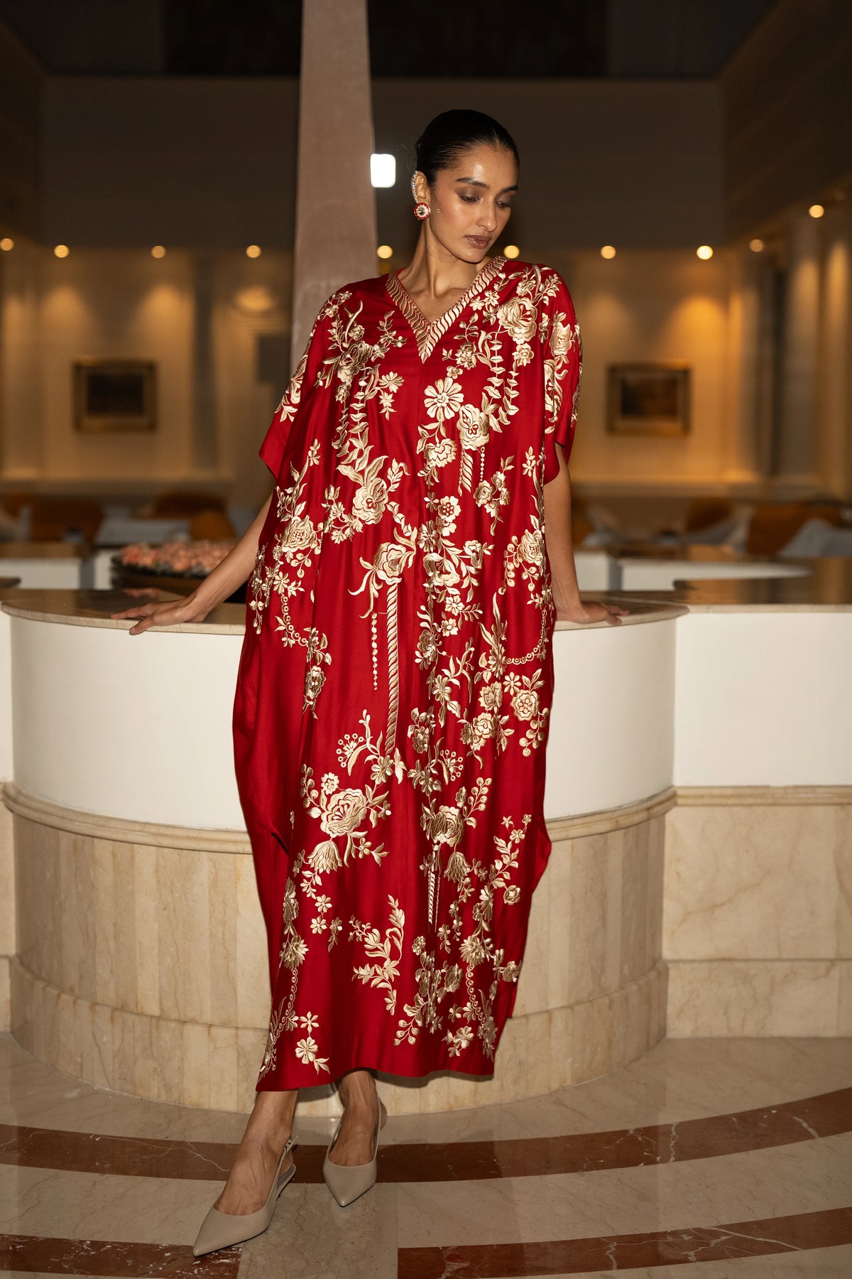 GARA STITCH KAFTAN DRESS