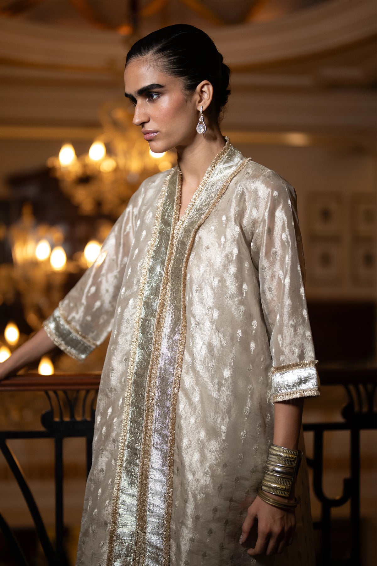 BENARES TISSUE LONGLINE TOP & DRAPED DHOTI PANT