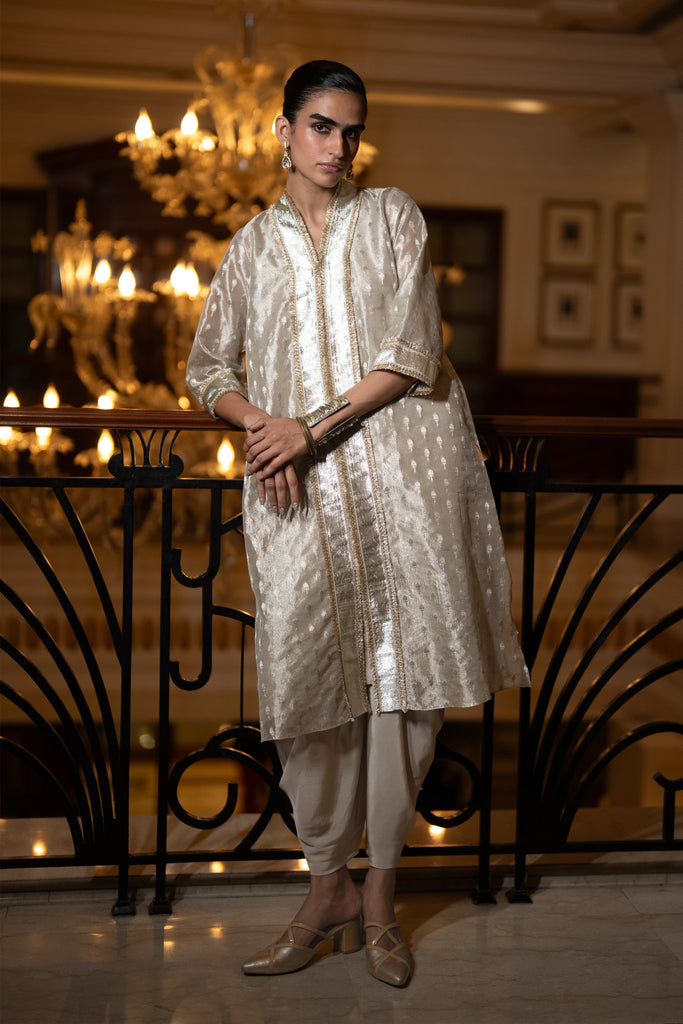 BENARES TISSUE LONGLINE TOP dash and dot