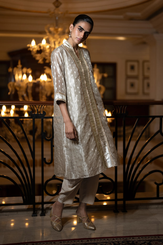 BENARES TISSUE LONGLINE TOP dash and dot