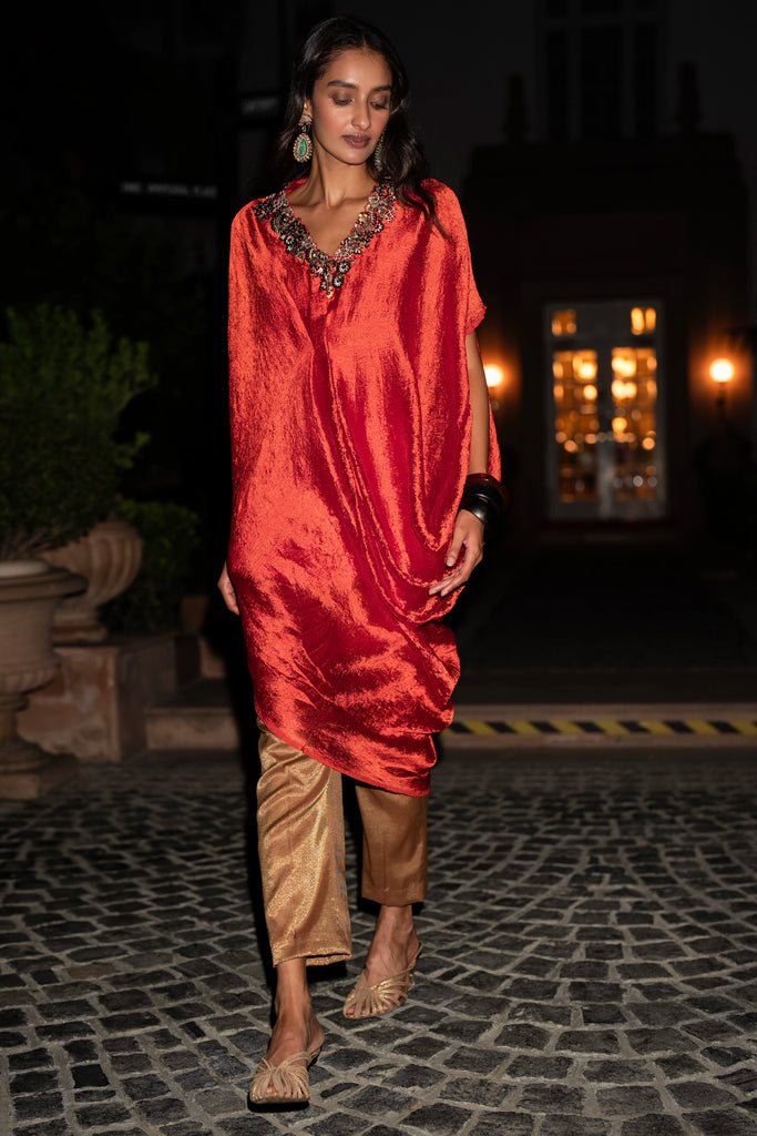 EMBROIDERED ASYMMETRIC KAFTAN TOP dash and dot