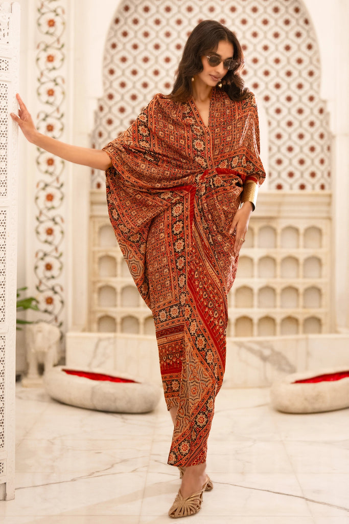 AJRAKH PRINT DRAPED KAFTAN dash and dot