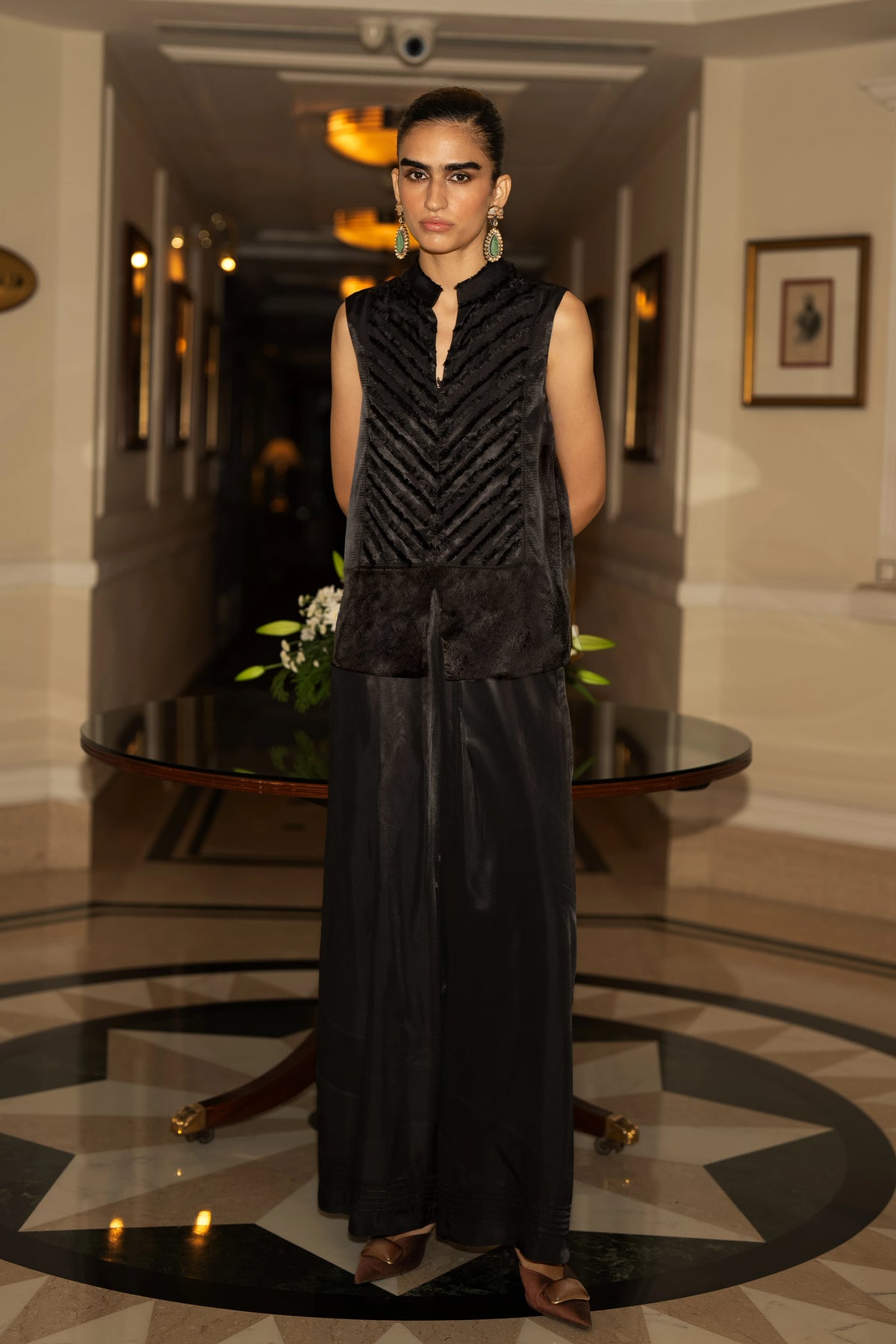 PATCHWORK SATIN TWILL WAISTCOAT