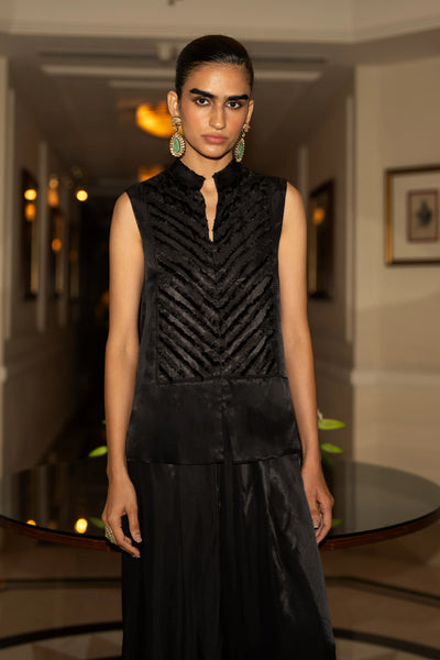 PATCHWORK SATIN TWILL WAISTCOAT