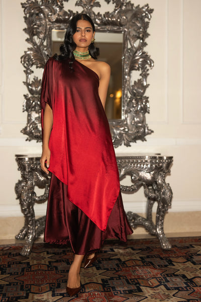 ONE SHOULDER OMBRÉ TOP & DRAPED CULOTTE PANT