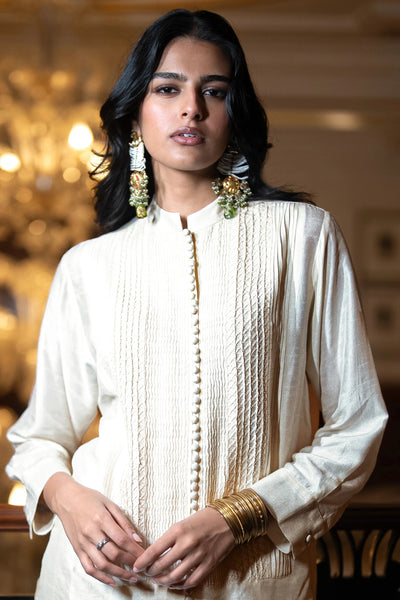 TEXTURED PINTUCK SHIRT & CRUSHED CRINKLED PANT