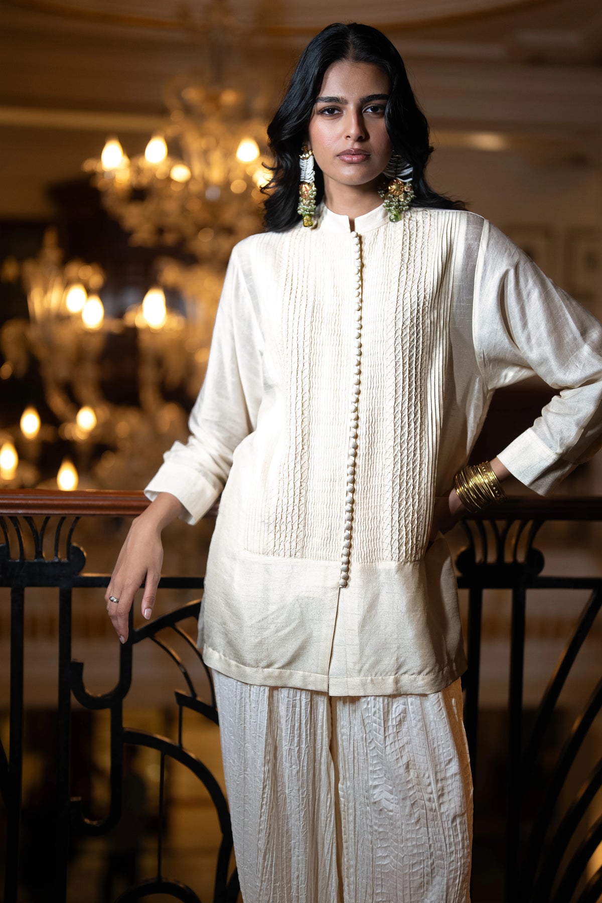 TEXTURED PINTUCK SHIRT