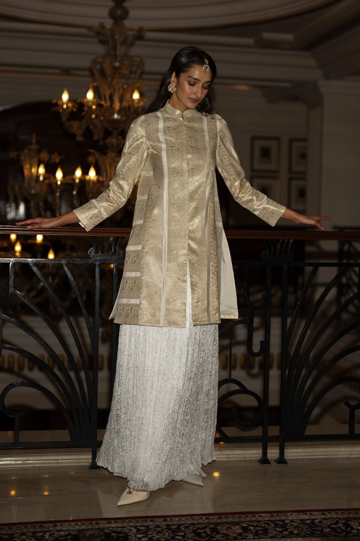 BENARES SILK BROCADE LONGLINE JACKET