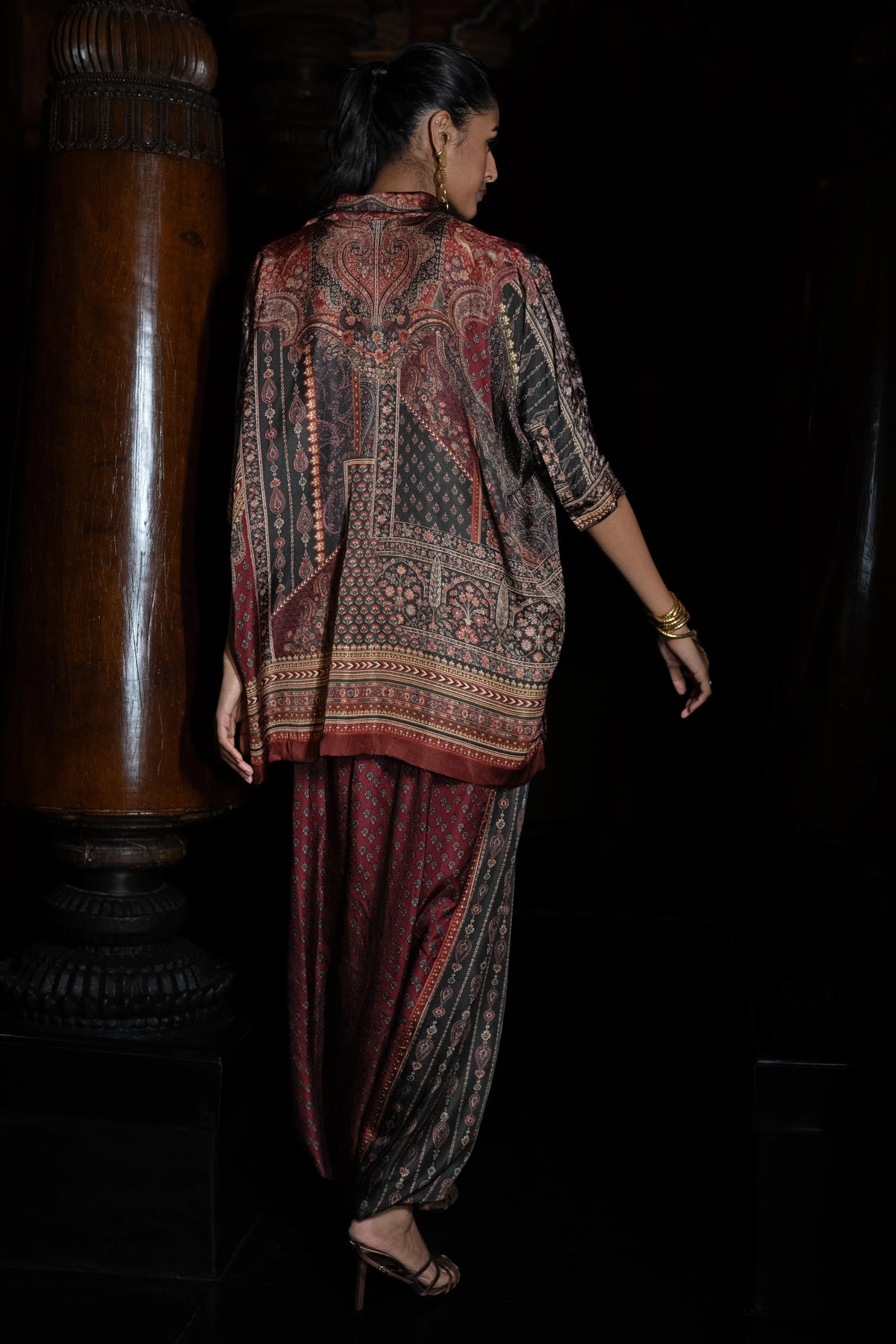 PLACEMENT PRINT COWL PANT