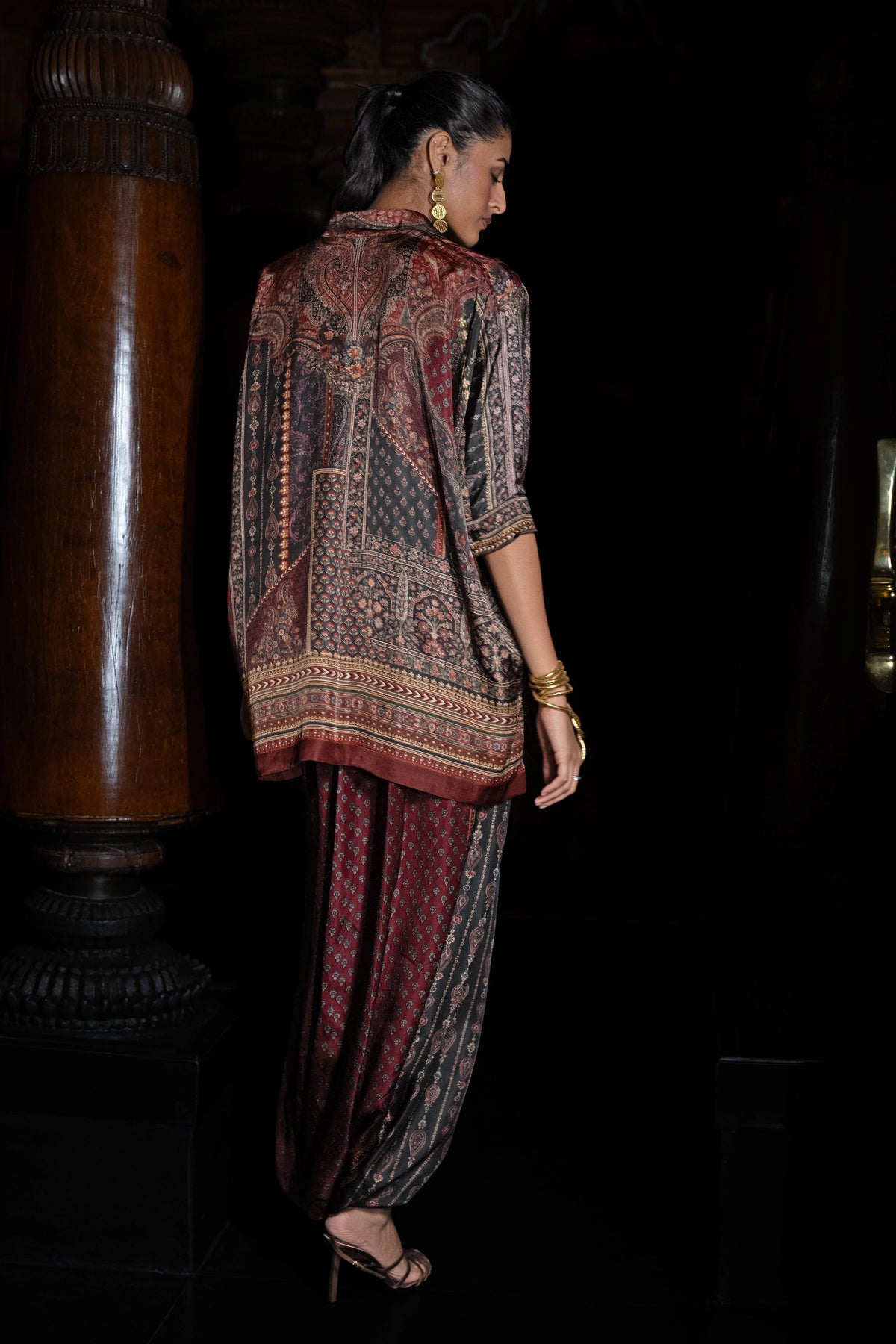PLACEMENT PRINT COWL PANT