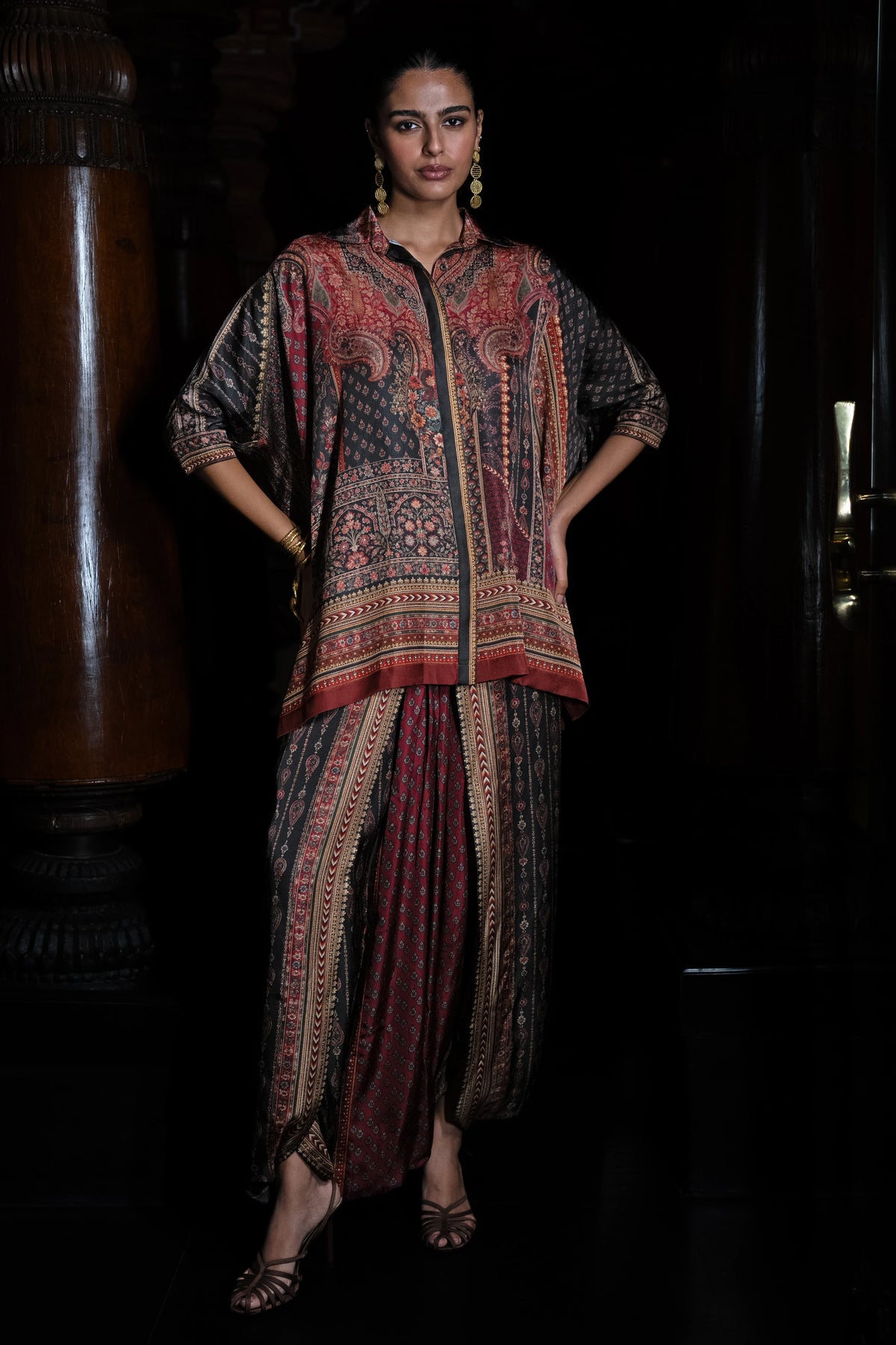 PLACEMENT PRINT COWL PANT
